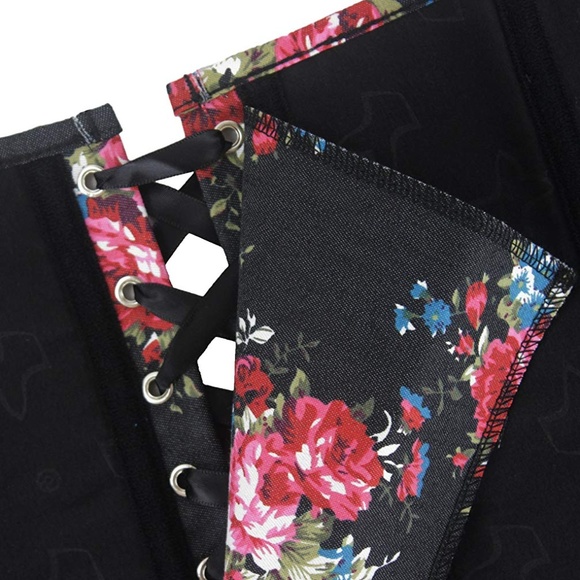 Floral Denim Overbust Corset Bustier Top - Picture 4 of 7